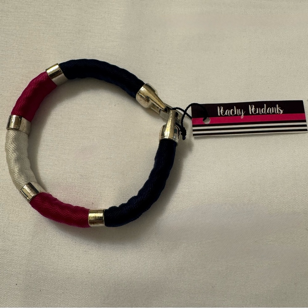 Hot Pink, White, and Navy Thread Wrapped Rope Bracelet
*3 for $30